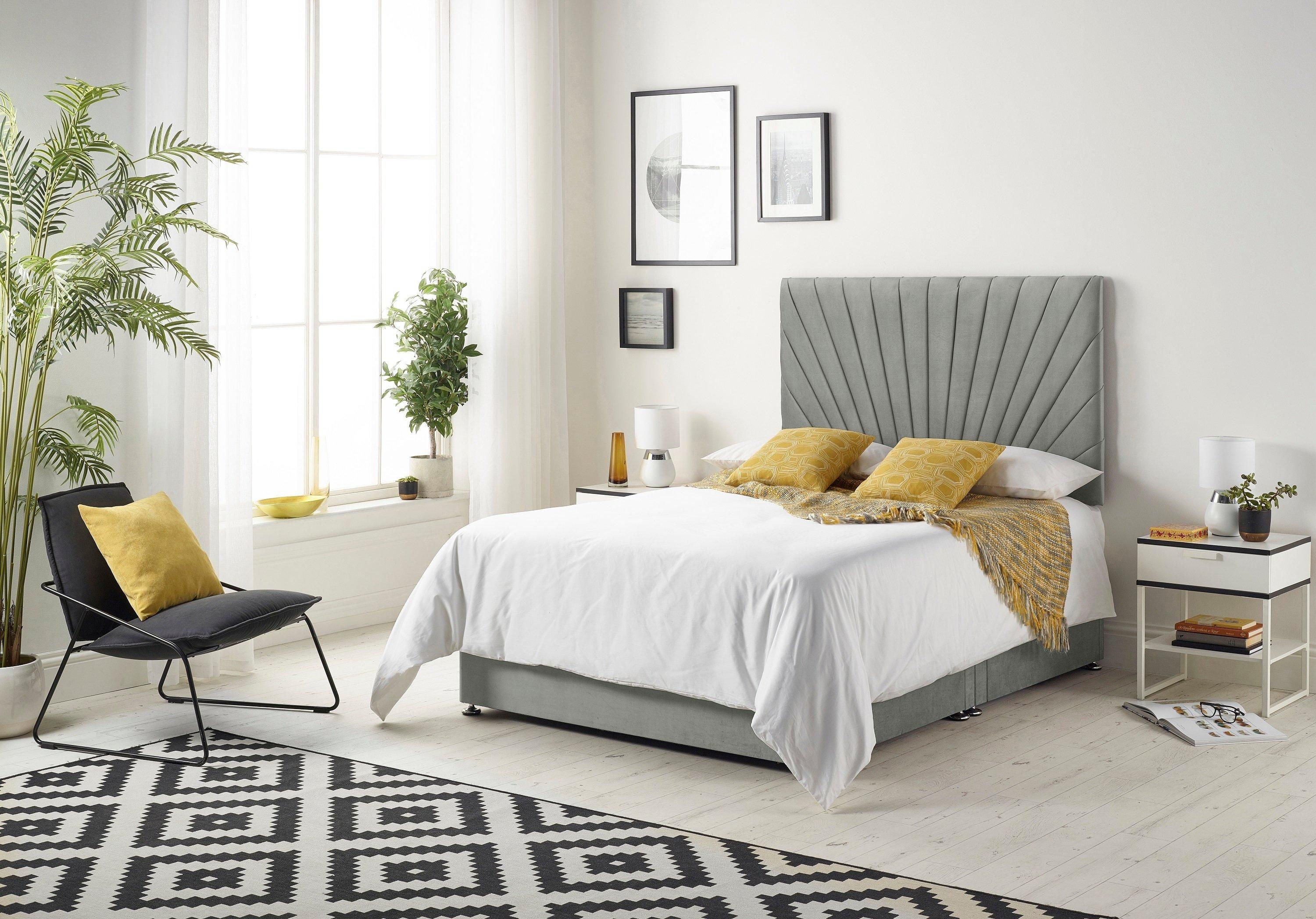 Somnior Platinum Sprung Memory Foam 2 Drawer Divan Bed with Upholstered Headboard Linen Fabric