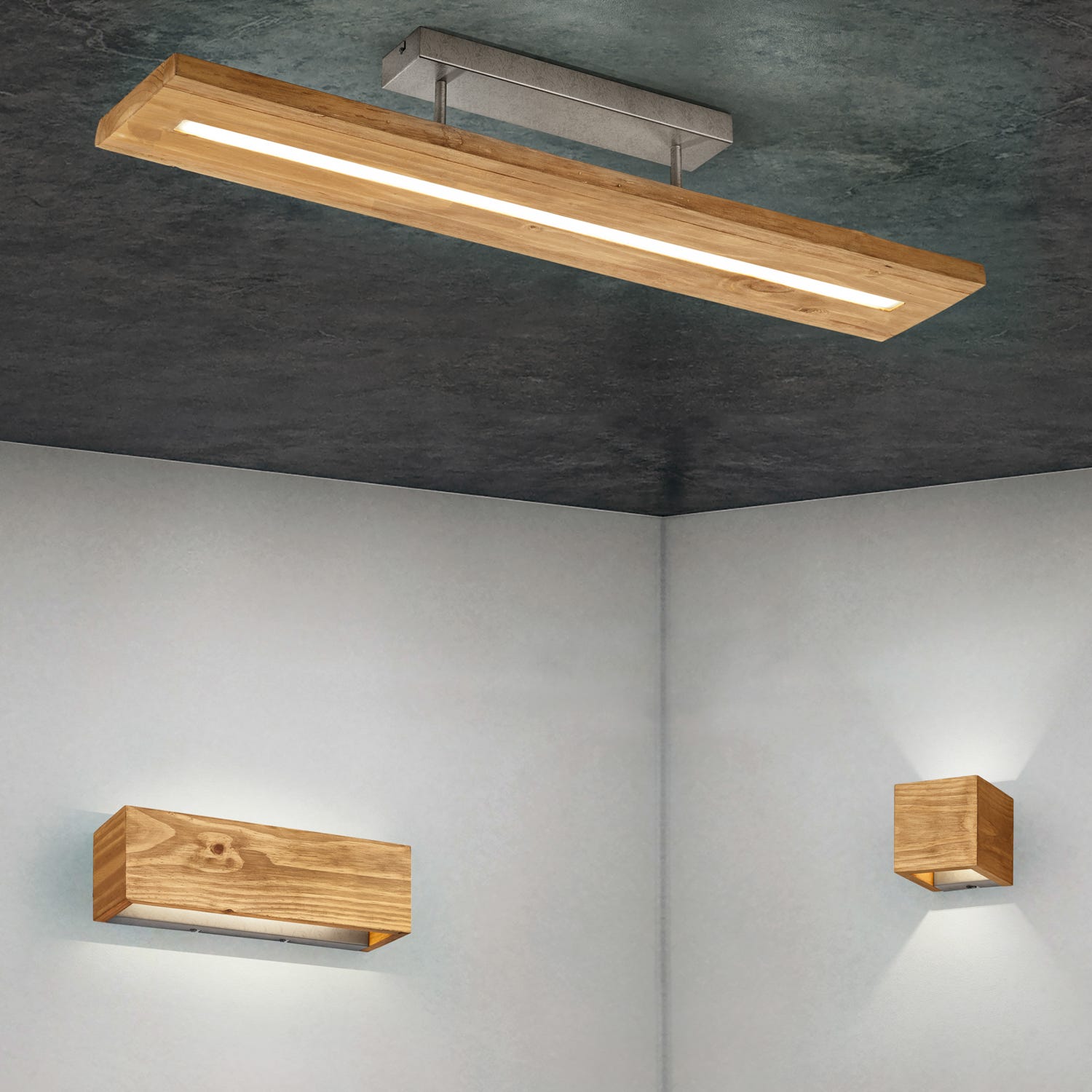 Plafoniera in legno Brad Trio
