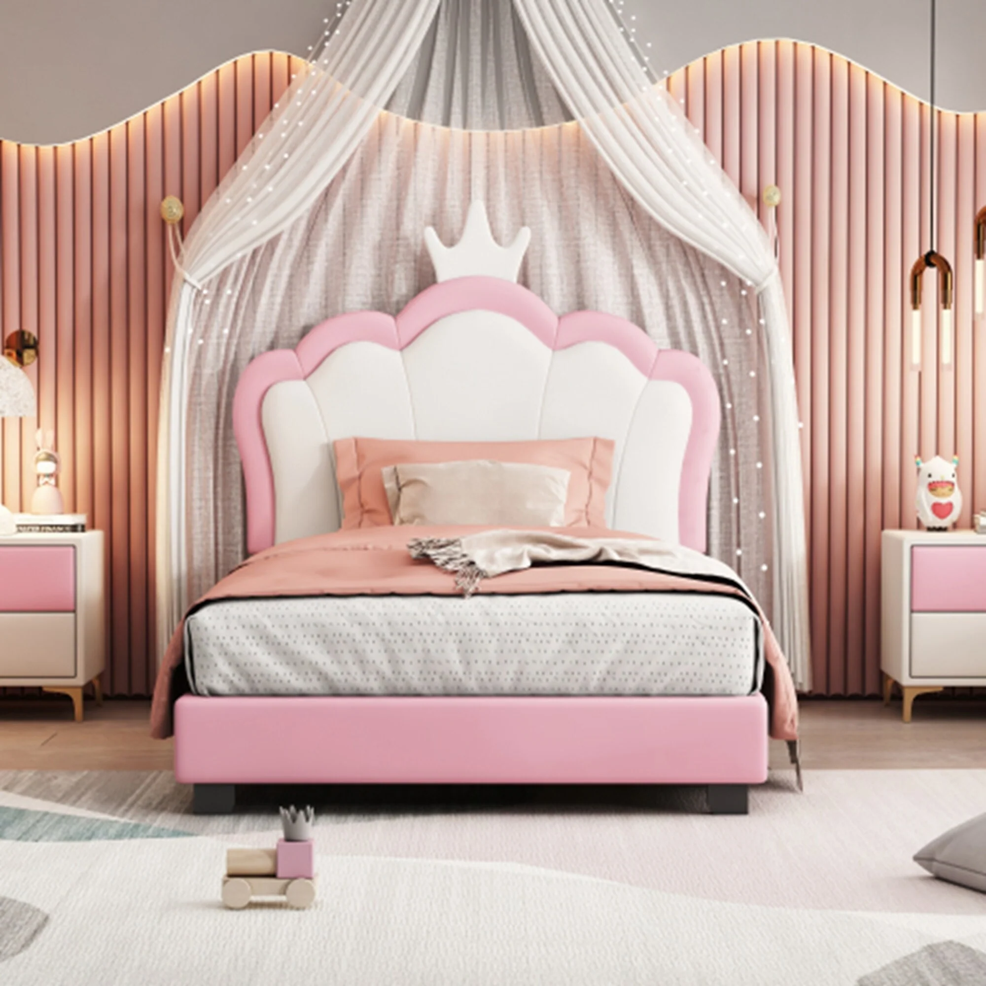 Twin size Upholstered Princess Bed