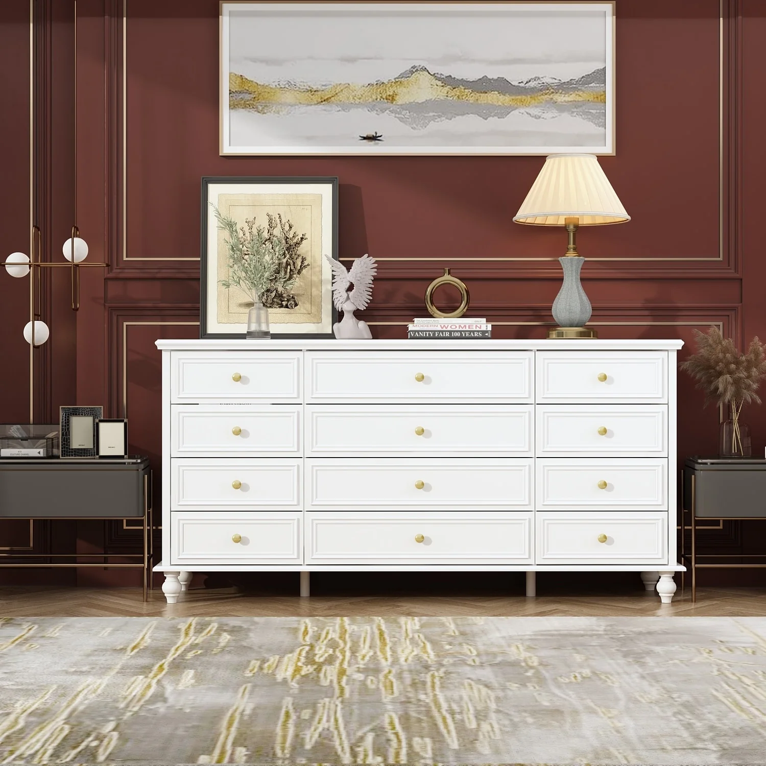 63W Wood Dresser Bedroom Storage Drawer Organizer Closet 12 Drawer