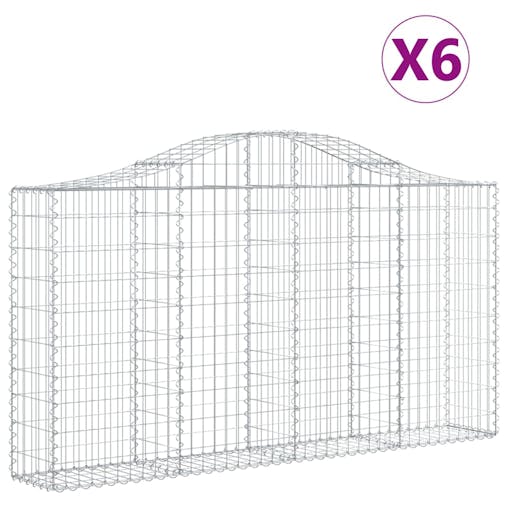 NNEVL Arched Gabion Baskets 6 pcs 200x30x100/120 cm Galvanised Iron