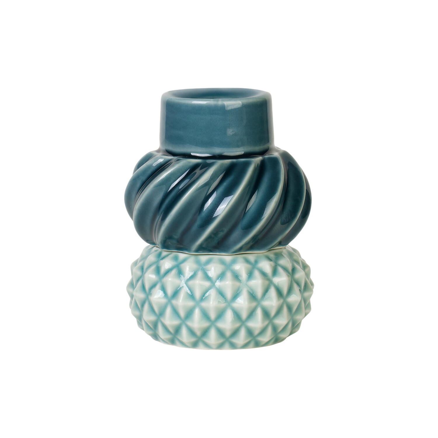 Samsurium Candlestack set of 2 pcs., petrol & peacock