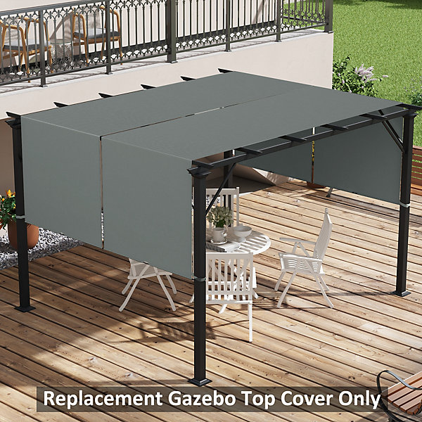 Lot de 2 toiles de rechange pergola rétractable 3 x 3 m polyester anti-UV30  anthracite