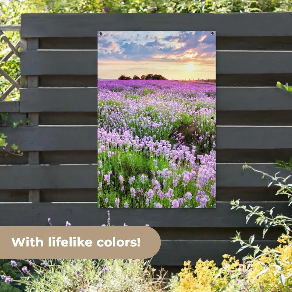 MuchoWow Tuinposter 80x120cm Bloemen Lavendel Paars Lucht