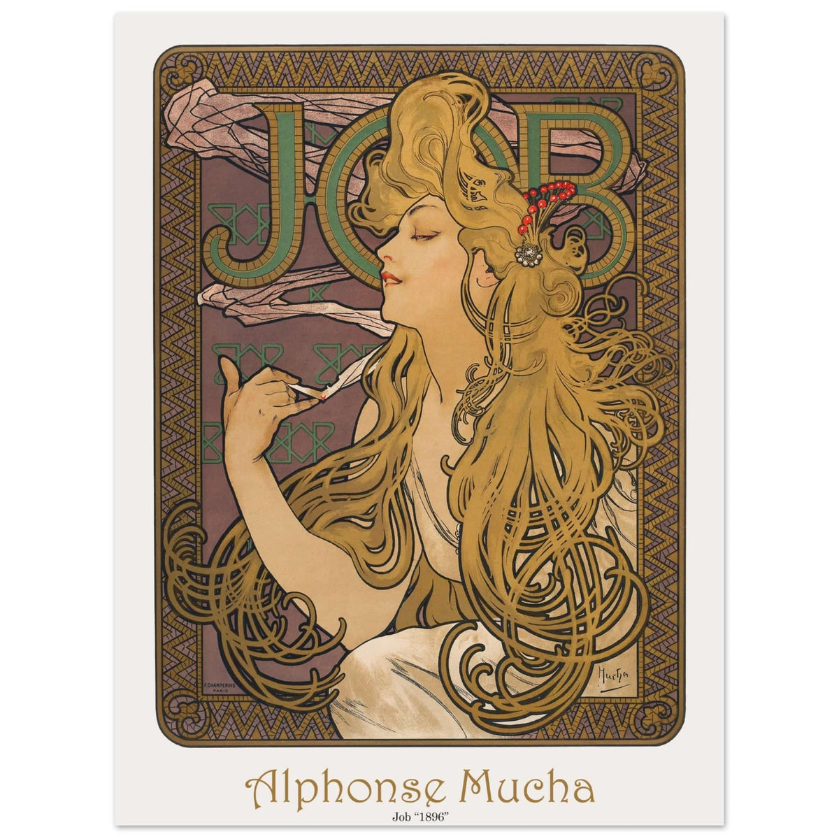 Artfulprints Poster Alphonse Mucha - Job  - 30x40 cm - Bruin