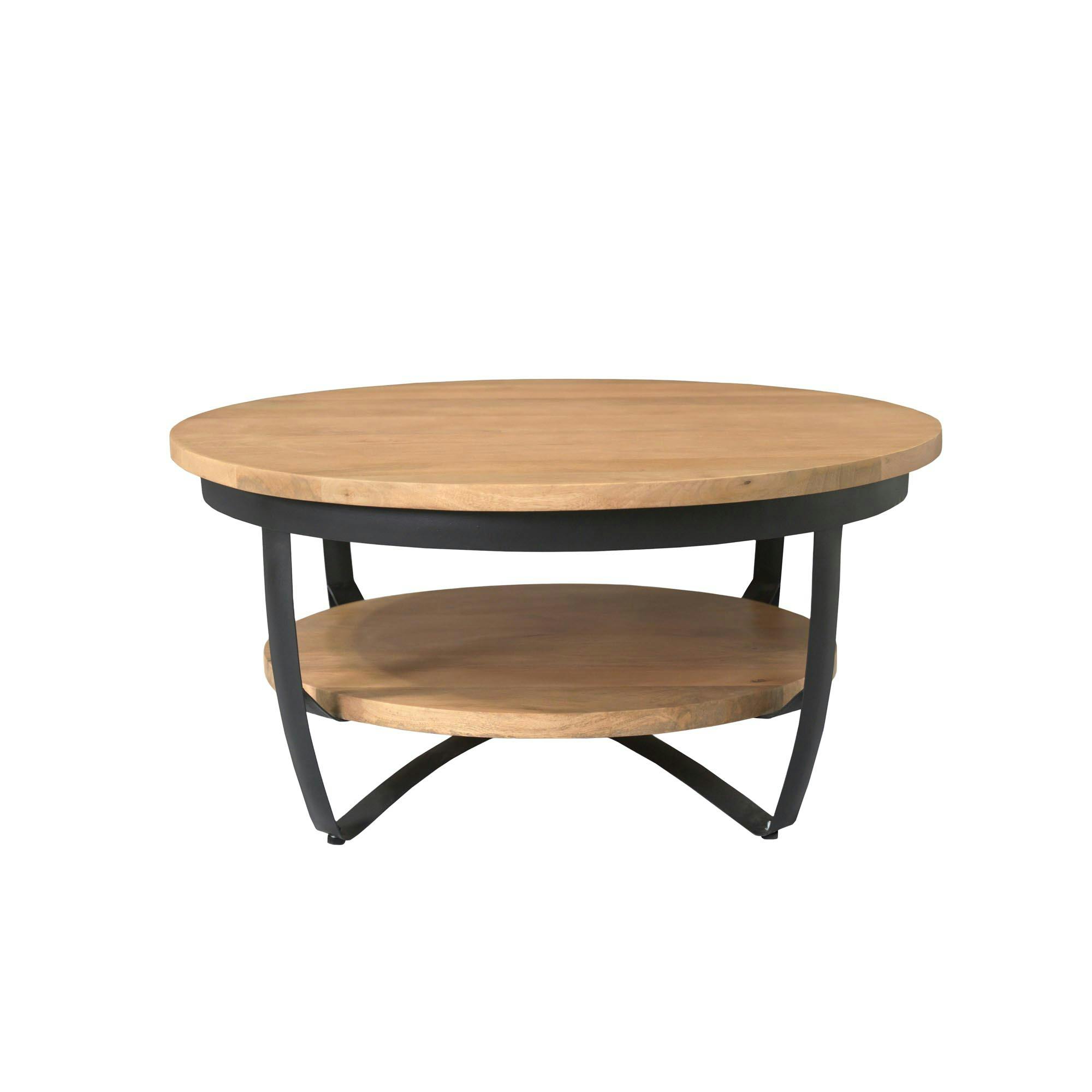 Table basse ronde bois clair et métal Ø90 cm OMAHA