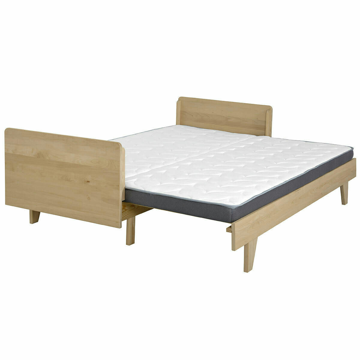 NANDO - Pack lit extensible avec matelas 80x200 cm bois massif bois