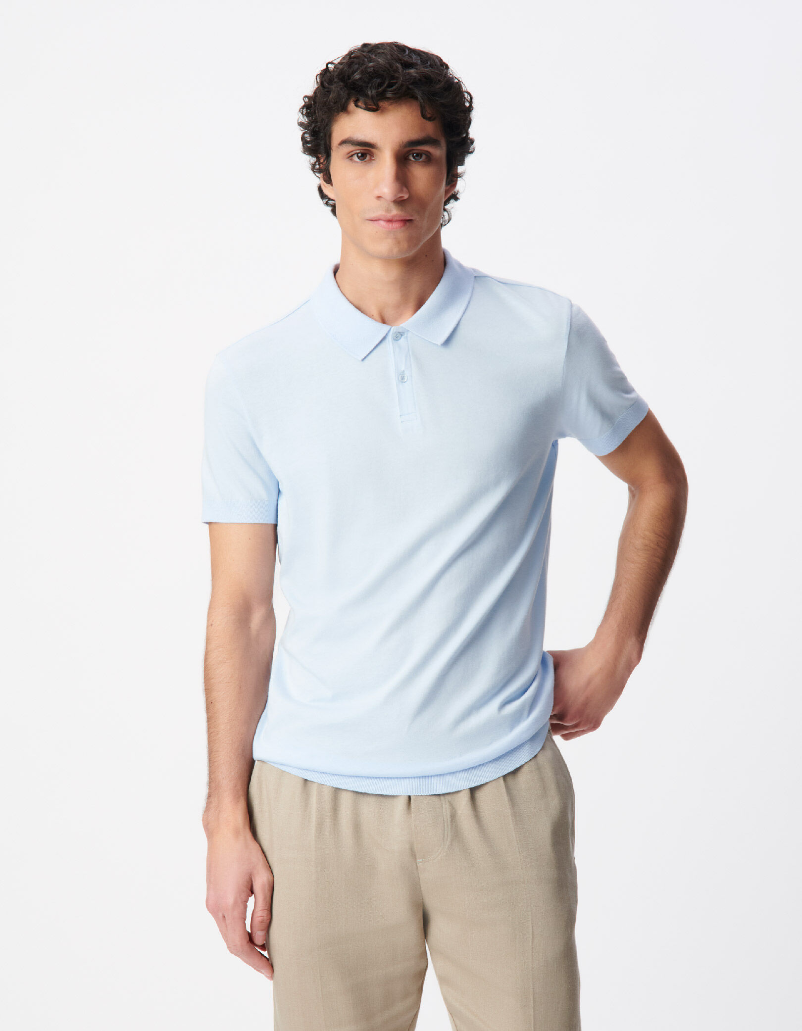 Polo manches courtes ciel coton modal Homme