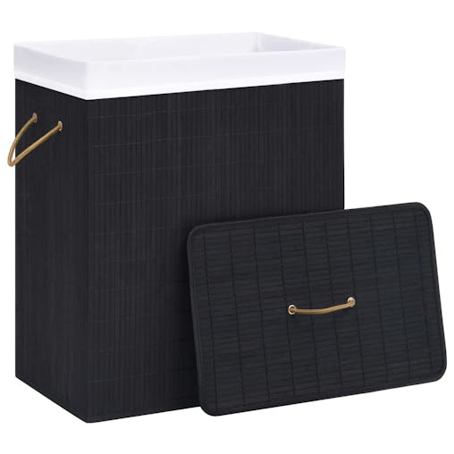 NNEVL Bamboo Laundry Basket Black 83 L