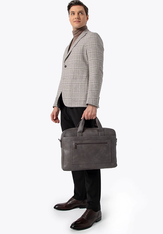 Torba na laptopa 17" z imitacji skóry szara