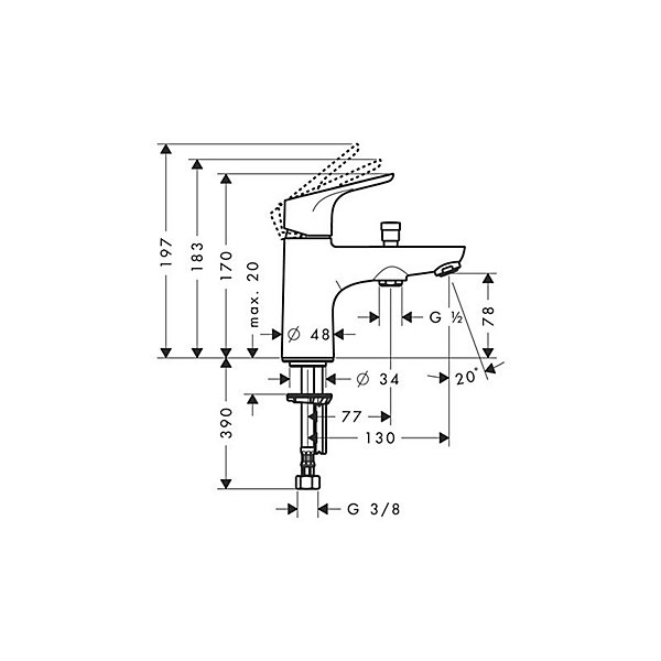 Mitigeur bain douche mécanique monotrou HANSGROHE Focus C2 chromé