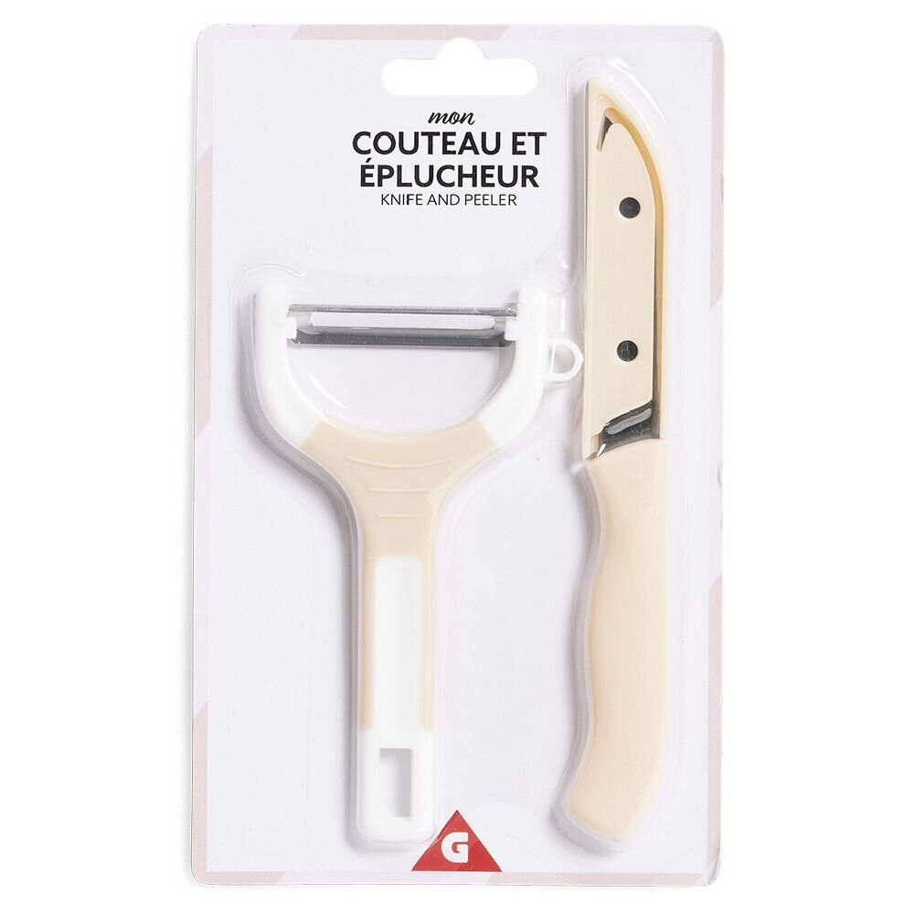 Set couteau et éplucheur inox et plastique - 3 modèles