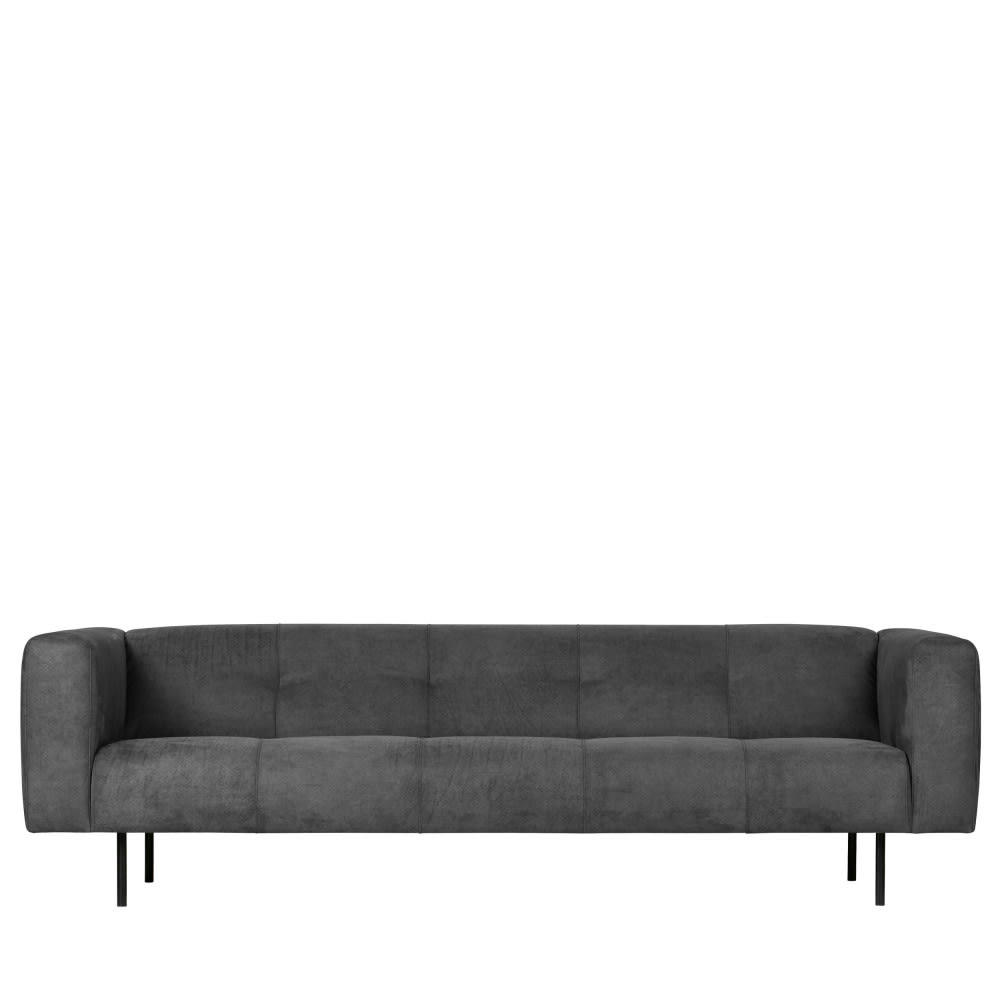 SKIN - Canapé 4 places en simili gris foncé