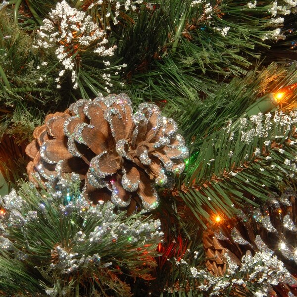 7 ft. PowerConnect(TM) Glittering Pine Pencil Slim Tree with Multicolor Lights
