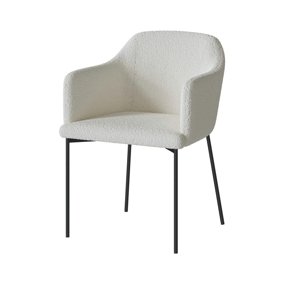 GLAM - Fauteuil blanc en tissu effet laine bouclette