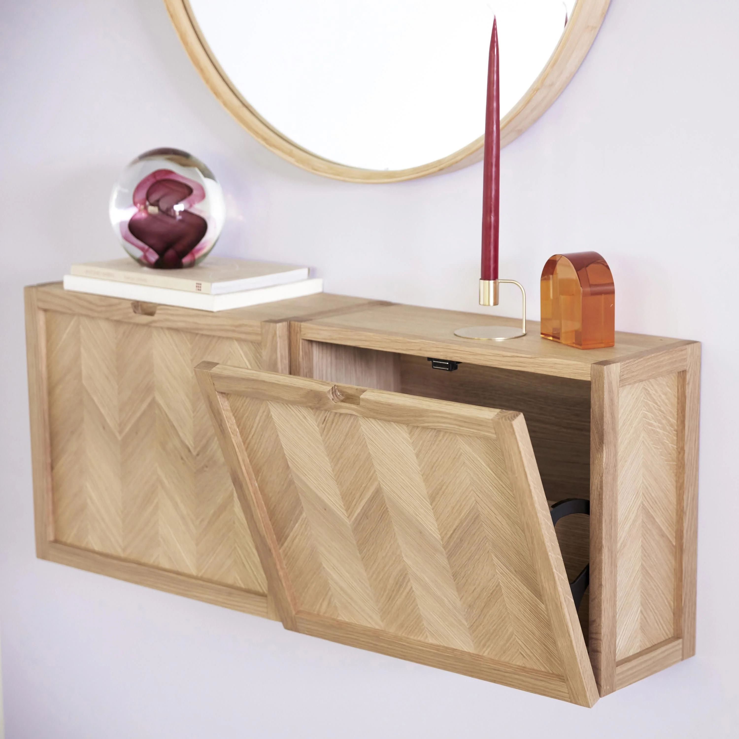 Wand-Schuhschrank Herringbone aus Eichenholz
