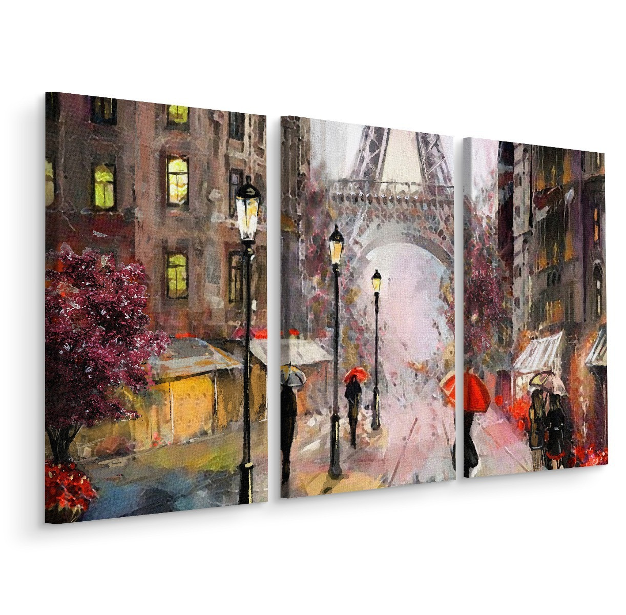 Obraz CANVAS Tryptyk Widok Na Paryską Ulicę 60x40cm