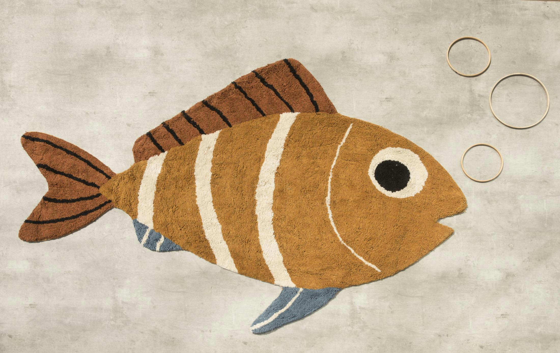 FISH RUG S - Tapis enfant coton forme de poisson S