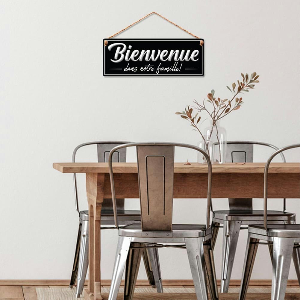 BIENVENUE - Plaque à suspendre relief 40x15cm