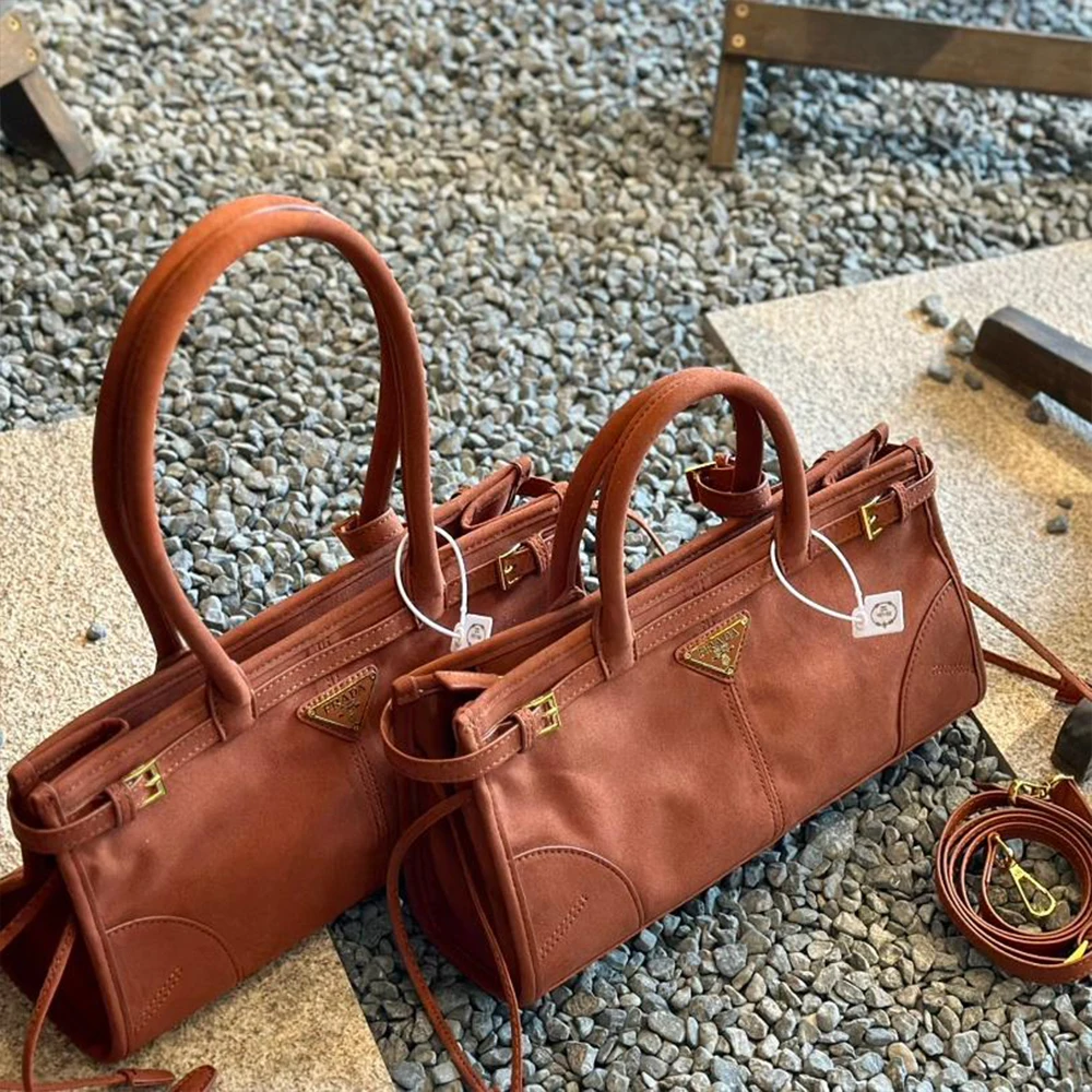 Prada suede tote bag soft-lux handbag