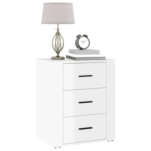 NNEVL Bedside Cabinet High Gloss White 50x36x60 cm Engineered Wood