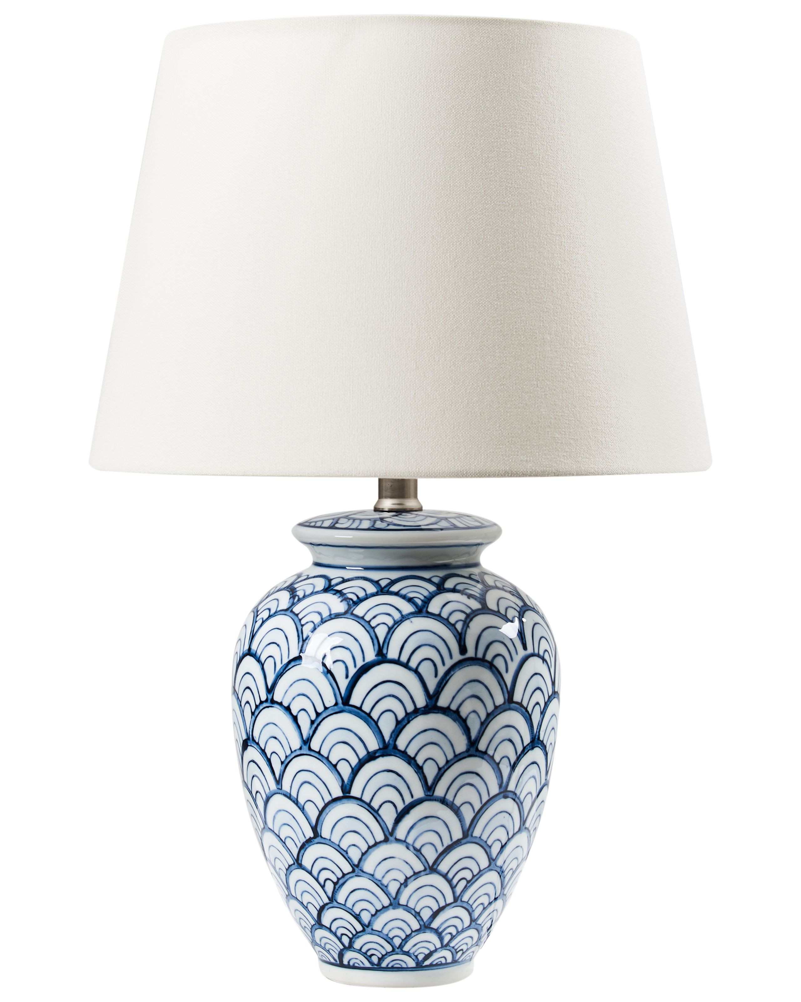 Lampka nocna porcelanowa z wzorem niebiesko-biała