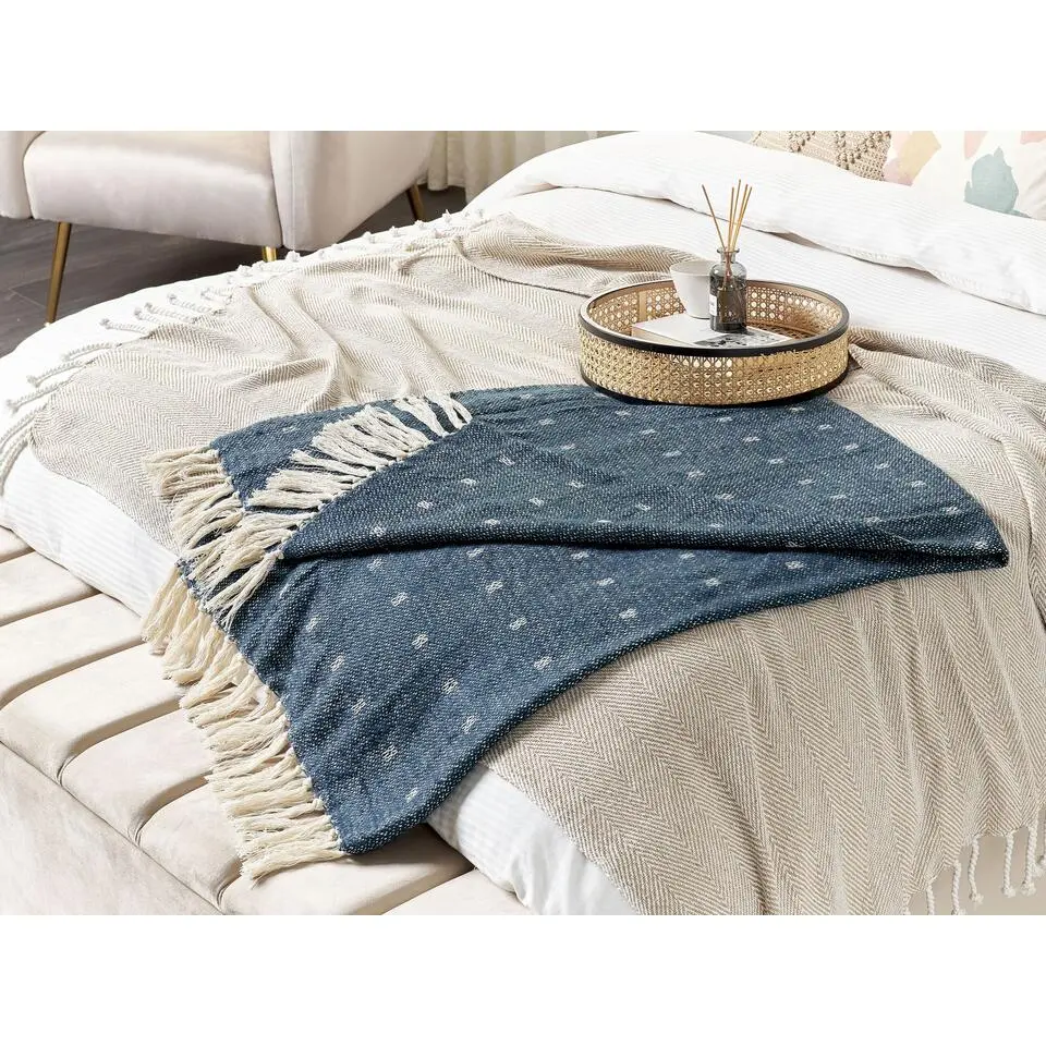 TAARI - Plaid - Blauw - 130 x 170 cm - Katoen