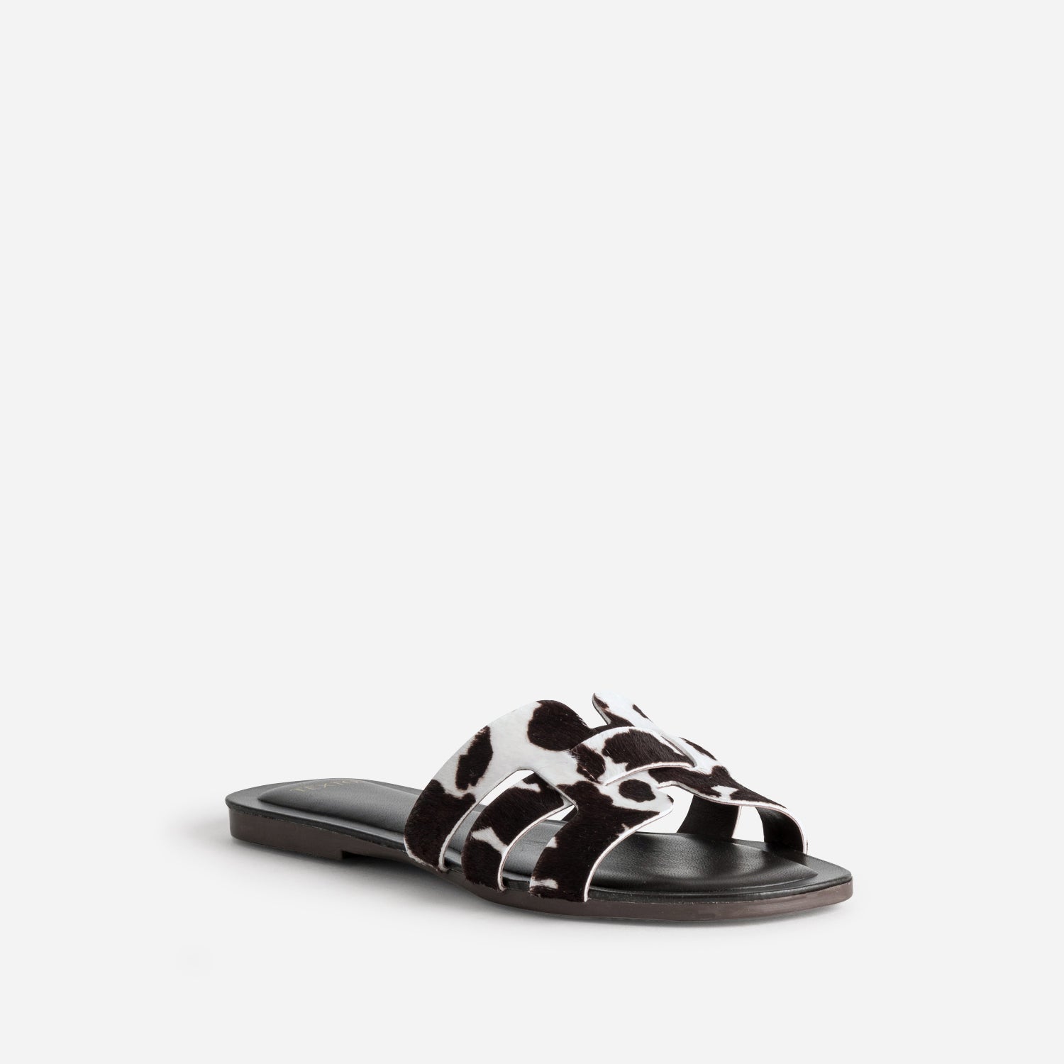 Mule TEXTO marron cuir motif vache