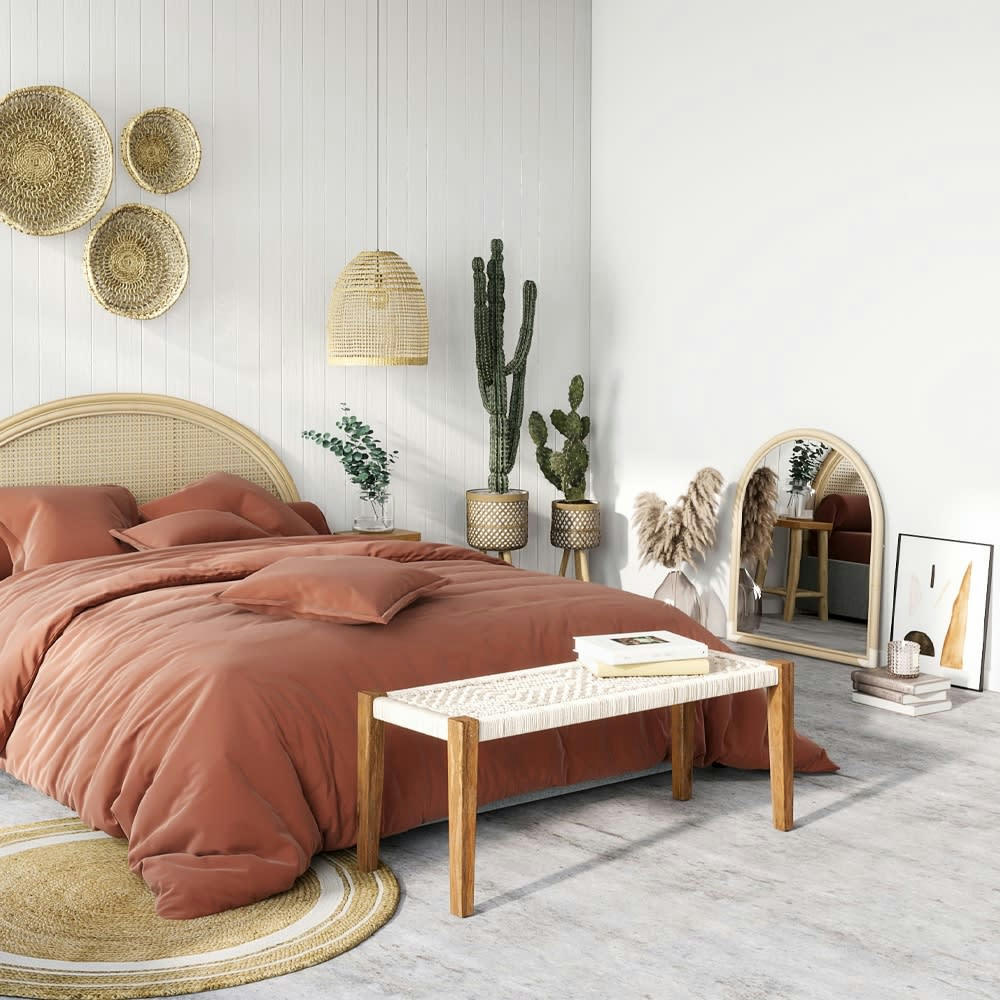 INDRA - Miroir en rotin naturel