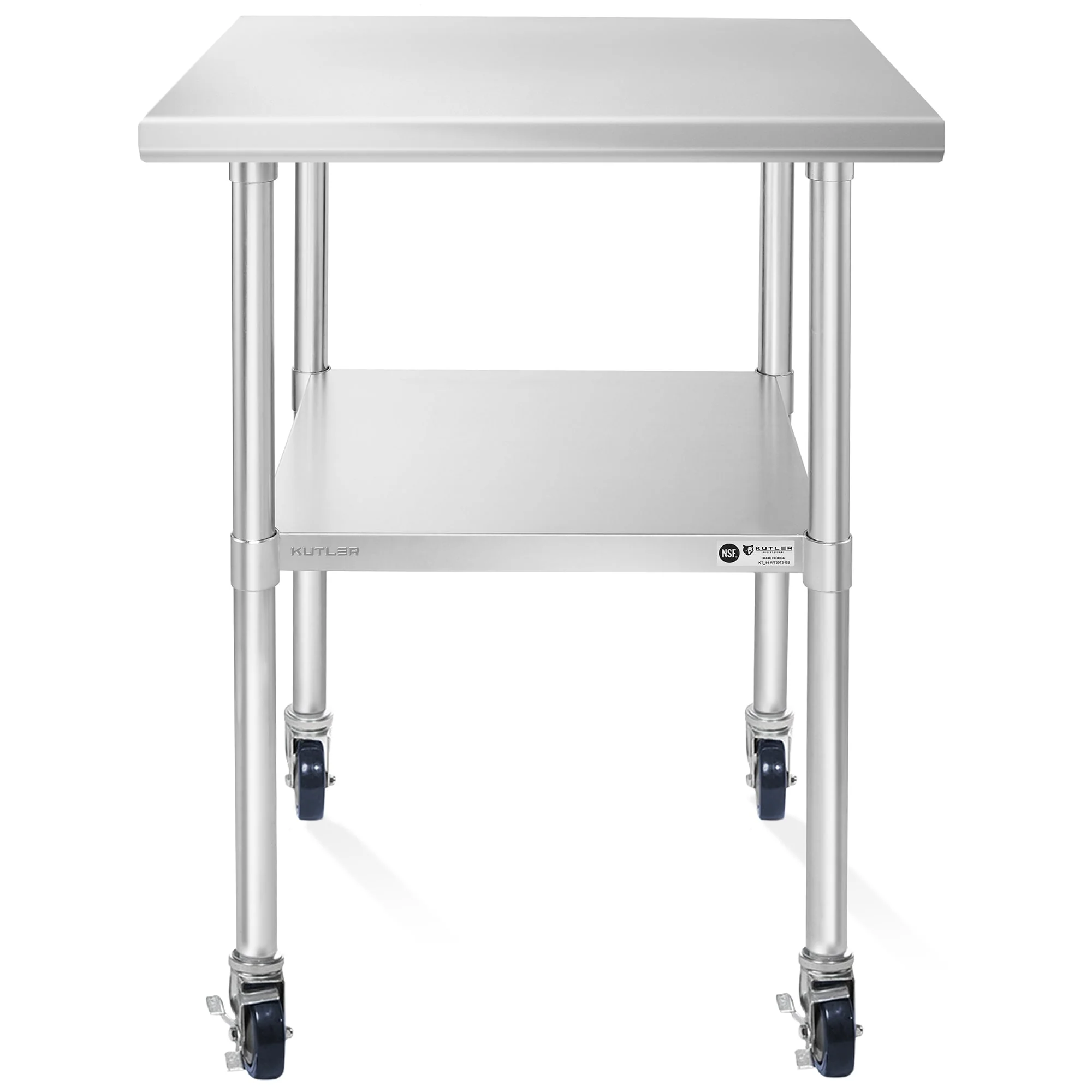 24 x 24in NSF Commercial Stainless Steel Prep and Work Table w Wheels - 24 x 24