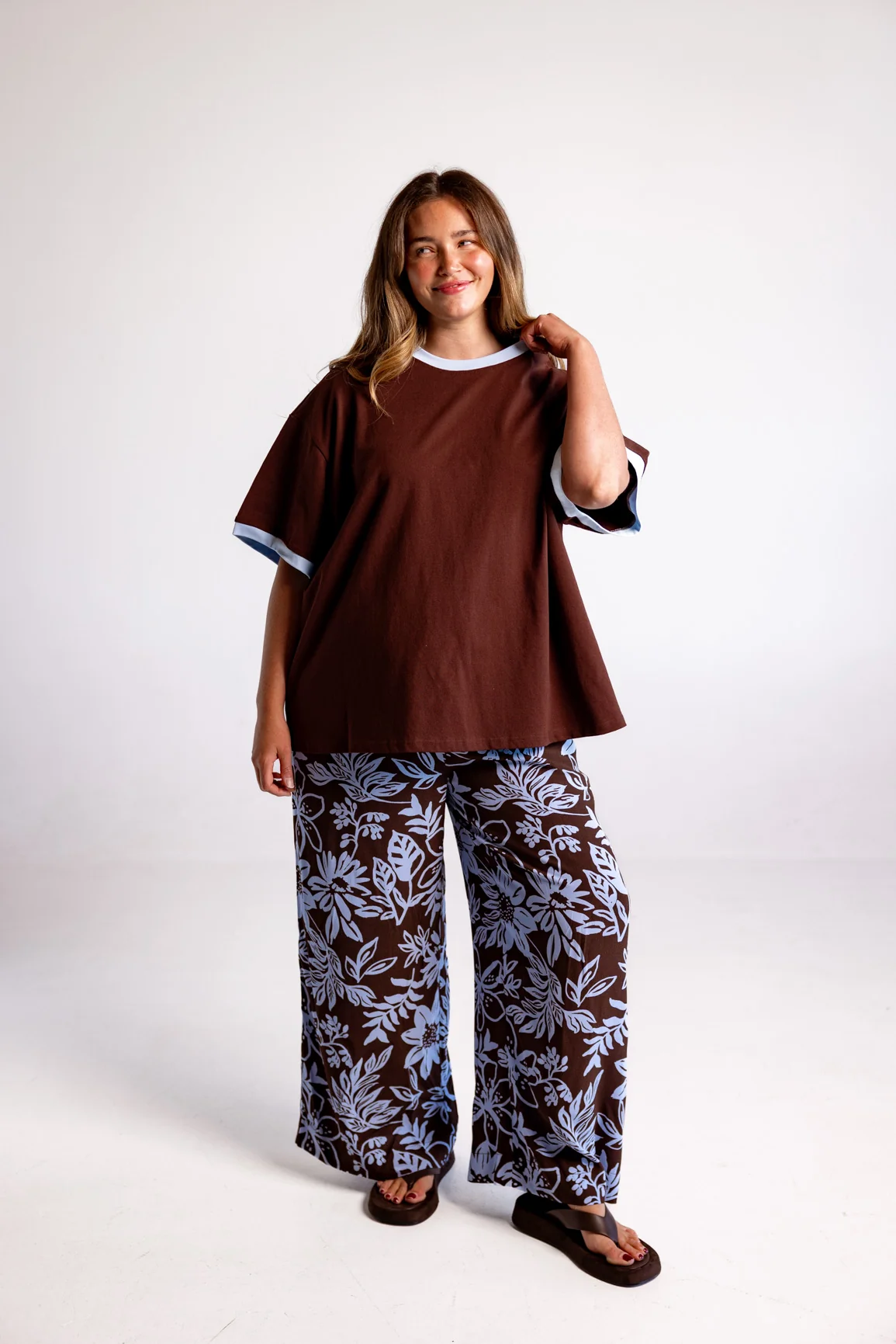 Gina Pants in in Blue Lani Chocolate