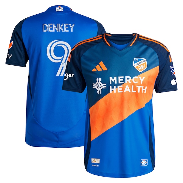 Kévin Denkey FC Cincinnati adidas 2025 Orange and Blue Legacy Kit Authentic Player Jersey - Blue