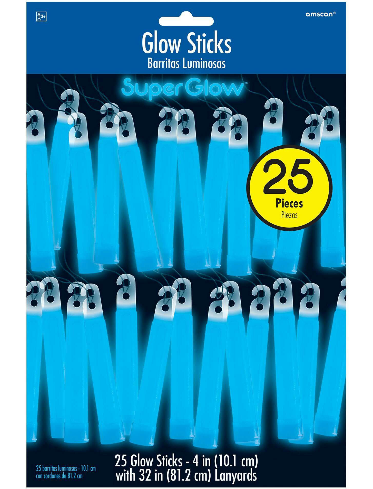 Neon Glow Stick Necklace, Blue, 4-in, 25-pk