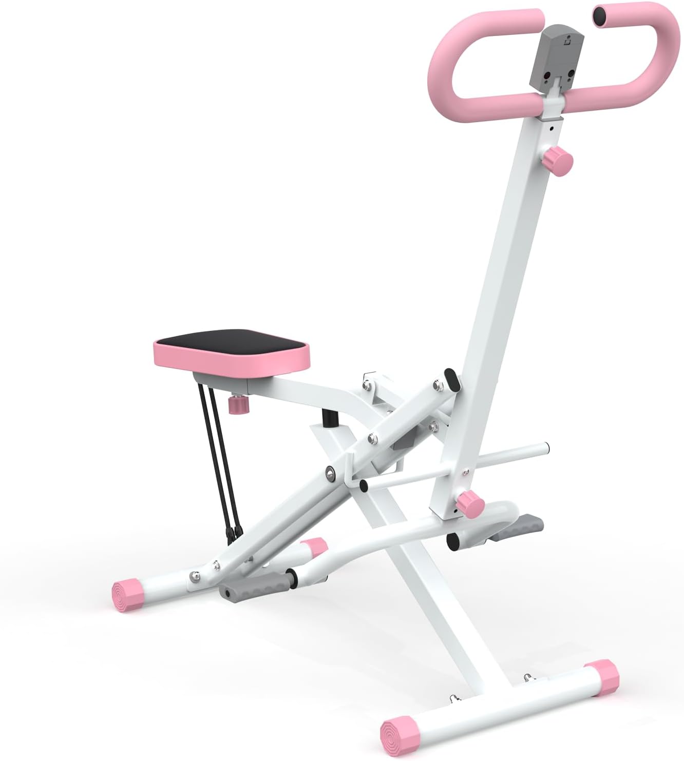 Squat Machine for Home Gym, Foldable Glute Trainer with Resistance Bands, Hip Thrust, Butt and Thigh Workout, Pink