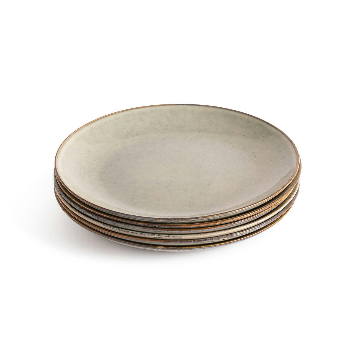 Lot de 6 assiettes plates en grès, Omora