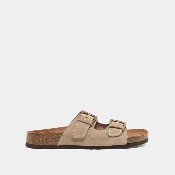 Mules à deux bridesen croute taupe | MATISSE