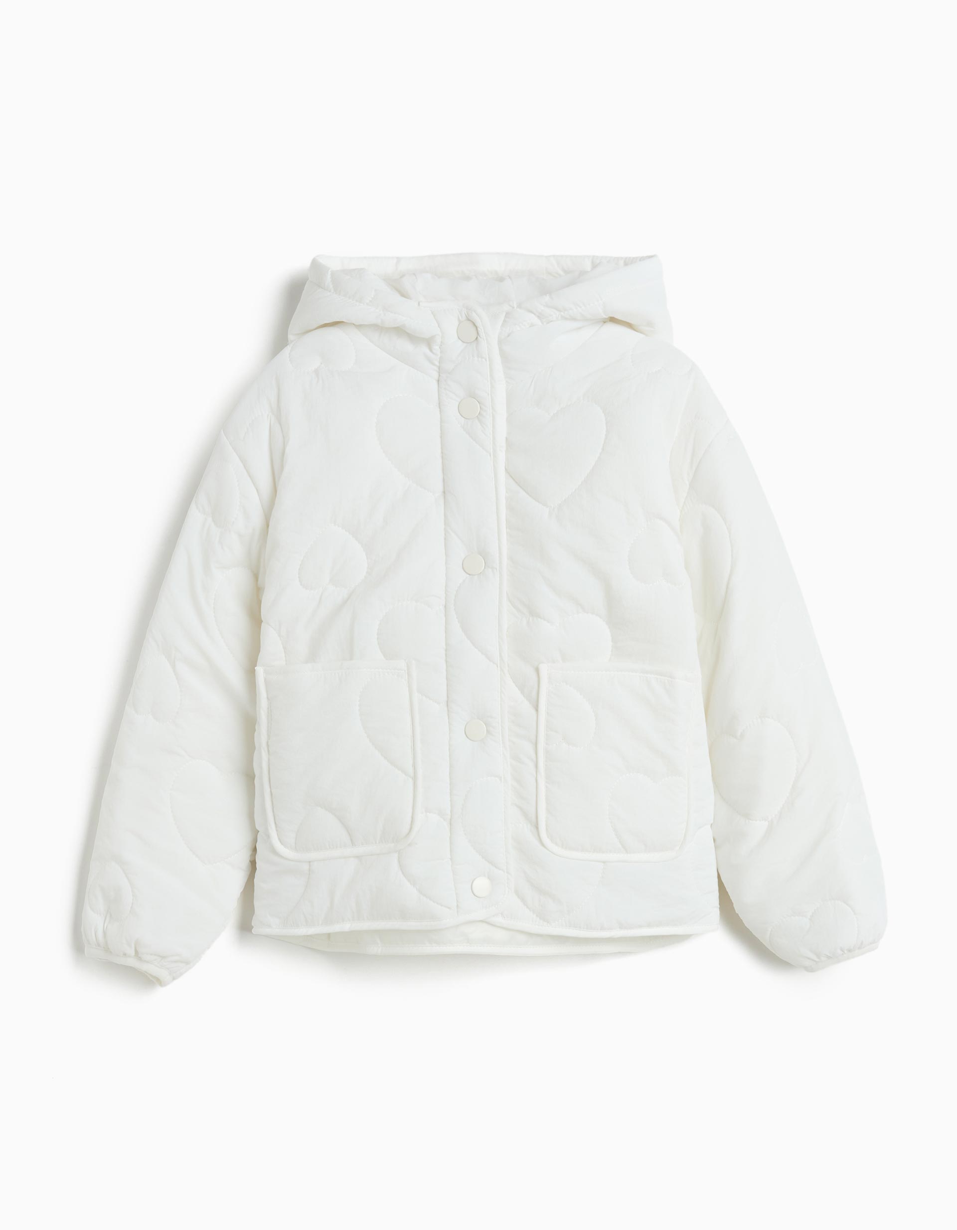 Casaco Acolchoado com Capuz, Menina, Branco