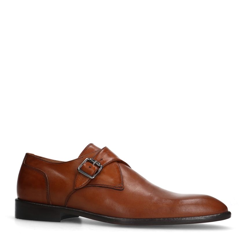 Manfield Cognac leren gespschoenen