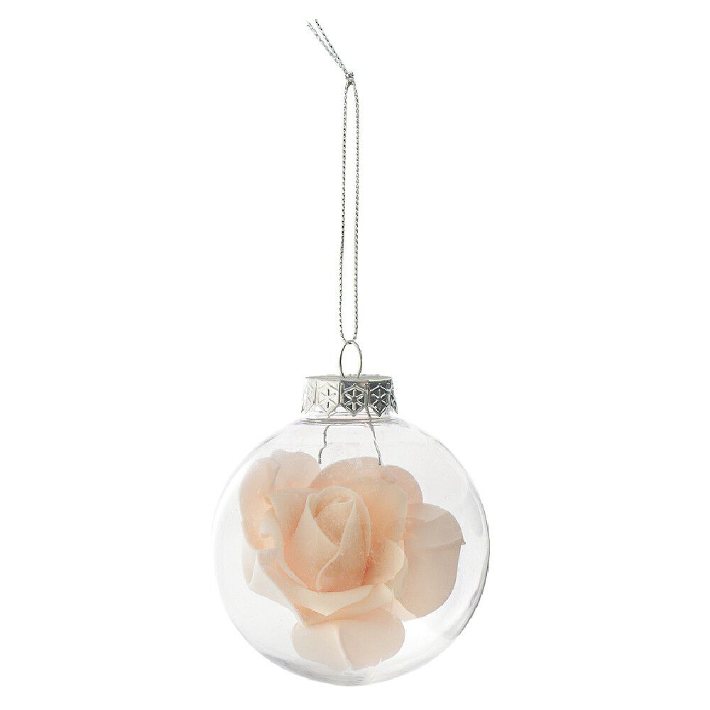 Boule en verre transparent avec rose
