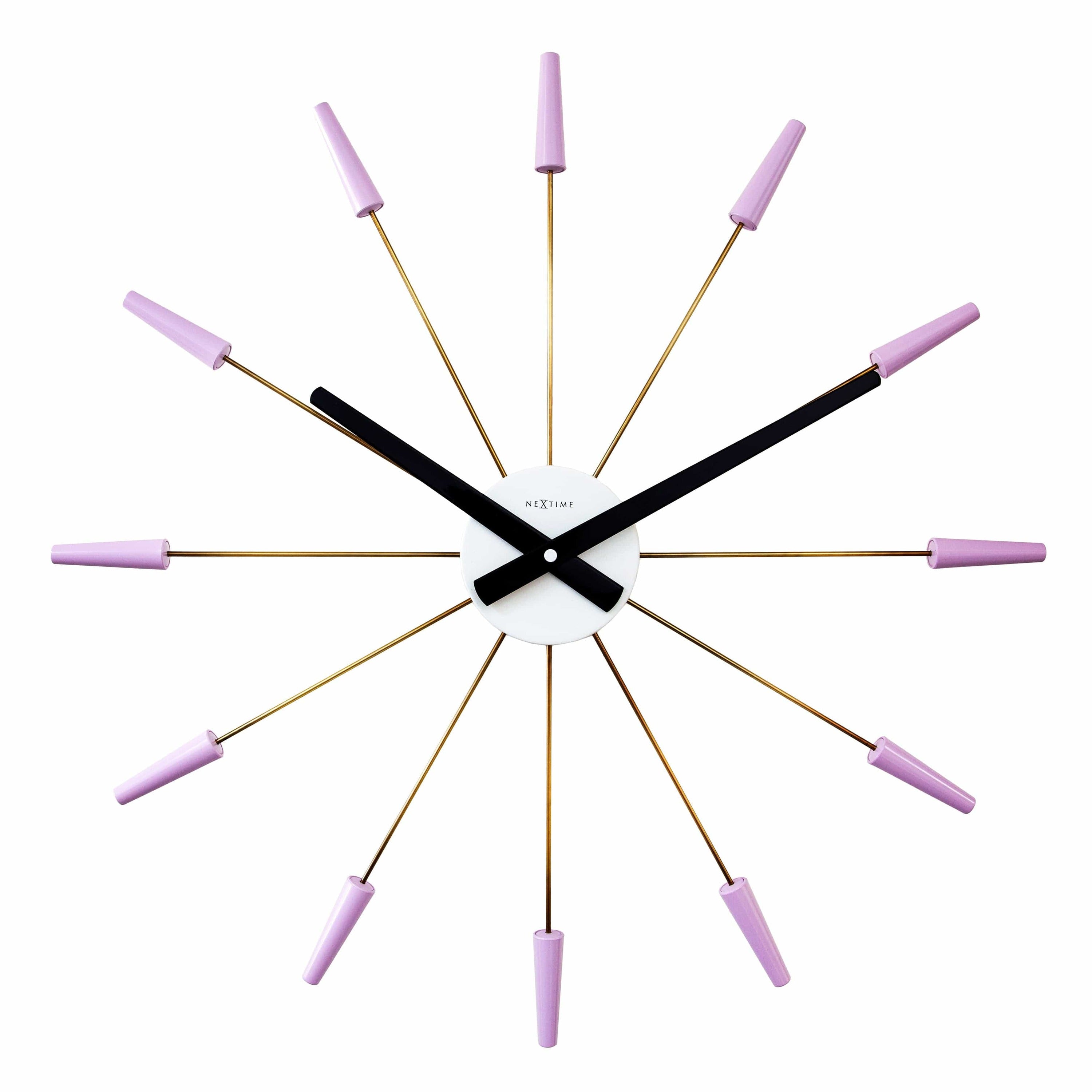 NeXtime - Grote Wandklok 58cm - Stil - Lavendel - Metaal - NeXtime
