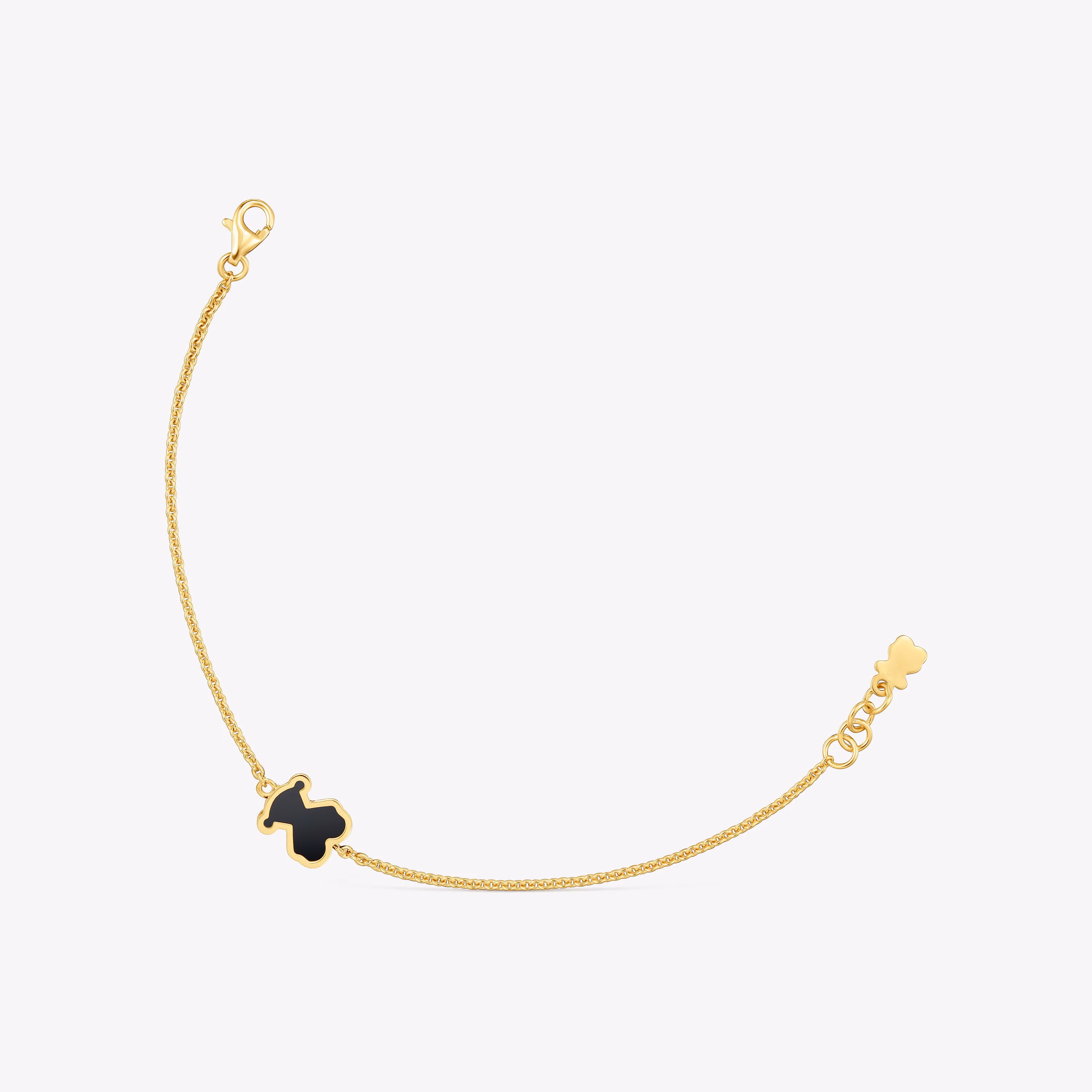 Pulsera con baño de oro 18 kt sobre plata y metacrilato negro Galaxy