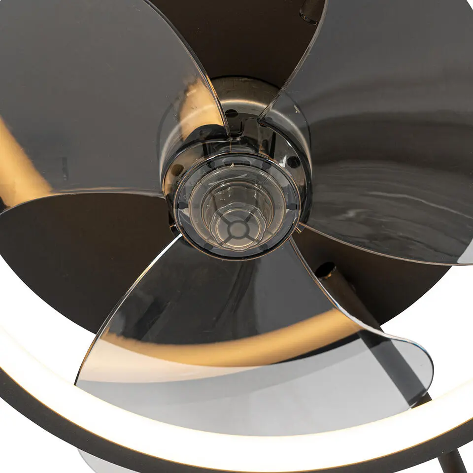 Qazqa plafondventilator kees zwart ge?ntegreerde led