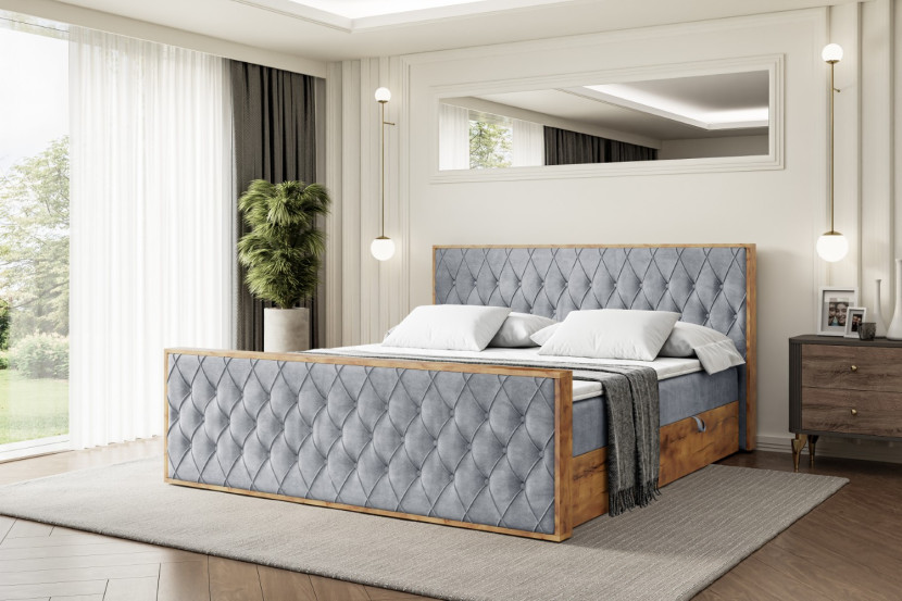 Łóżko kontynentalne z pojemnikiem i materacem H3 - LOLLI5-Z - 120x200 cm