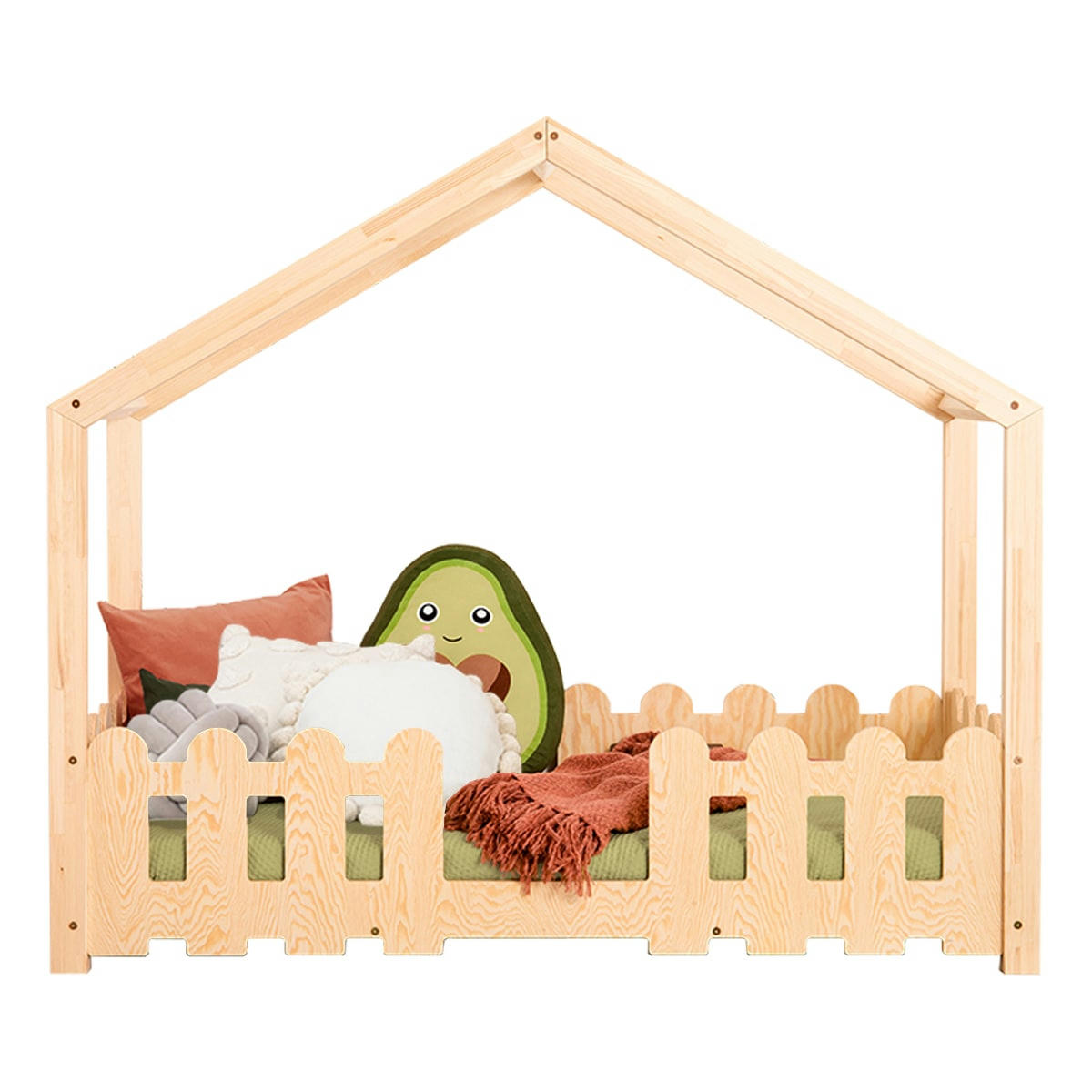 MARIUS - Lit cabane 90x190 sommier inclus naturel