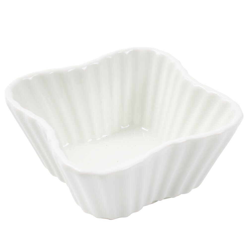 Ramequin carré céramique contour texturé blanc 7,5x7,5xH3,5cm
