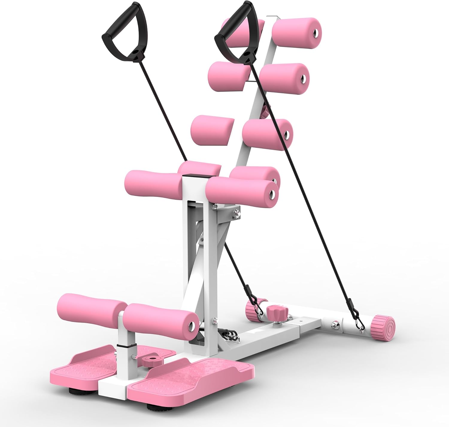 Deep Squat Machine for Home Gym, Pink, Glutes and Core Trainer with Resistance Bands, Squat Assist for Legs Workout