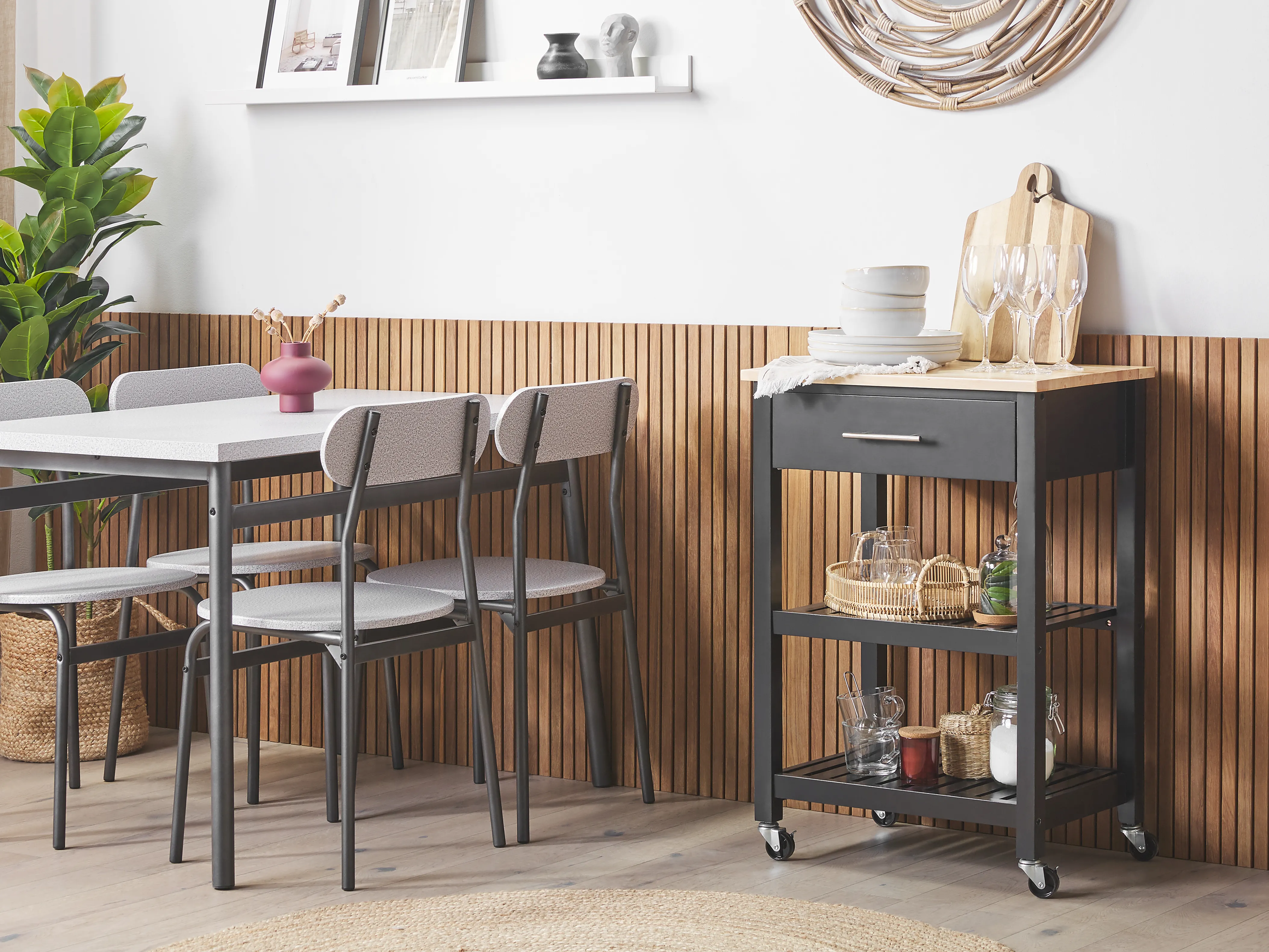 Kitchen Trolley HIUMA Wood Black