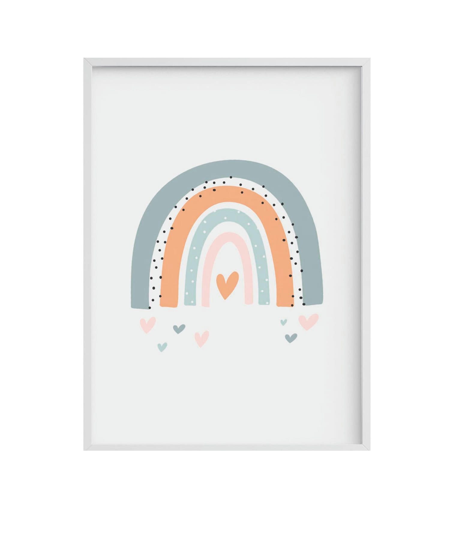 DECOWALL - Impression de  arc-en-ciel gris encadrée en bois blanc 43X33 cm