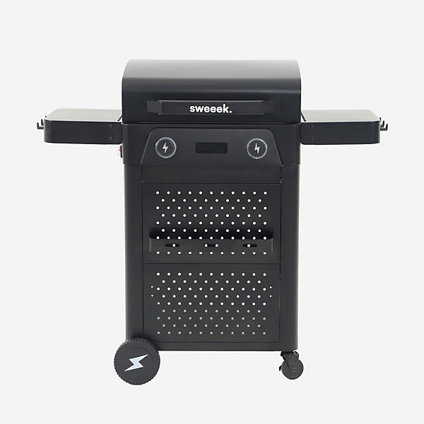 Barbecue électrique acier émaillé 2 brûleurs 2300 W. 2 tablettes. thermomètre. écran de contrôle - Voltis