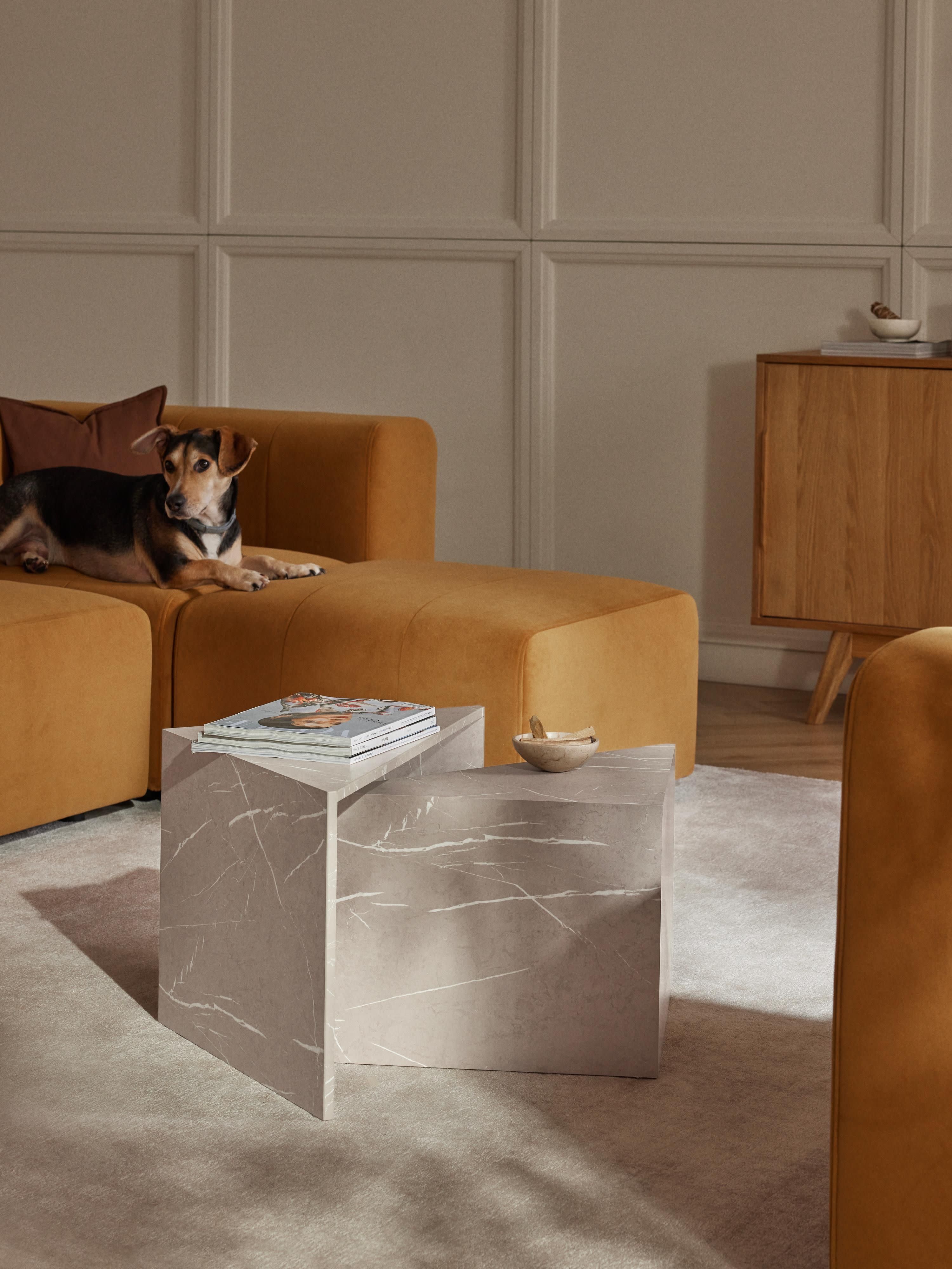 Couchtische Vilma in Marmor-Optik, 2er-Set